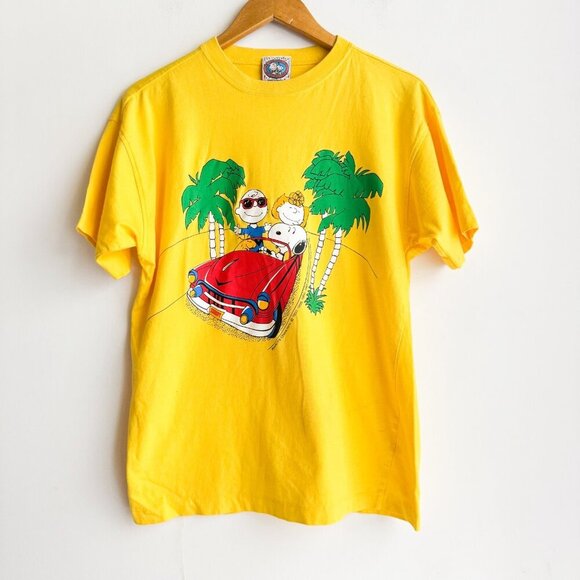 Vintage Peanuts Snoopy Bright Yellow T shirt L - Picture 5 of 5